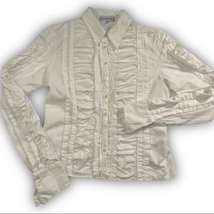 Anne Fontaine White Ruched Blouse 90s Size 1